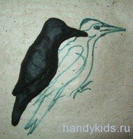 Уроки лепки .Птица дятел.
