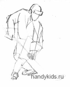 Хоккеист -рисунок карандашом