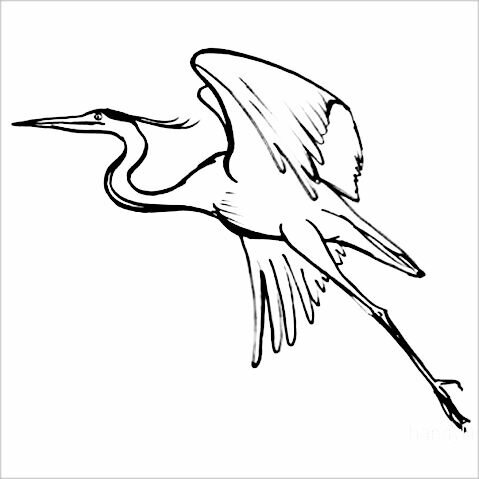 Рисунок-раскраска Цапля