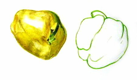 Рисуем перцы акварельными красками