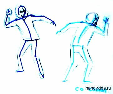 Рисунок - дети играют в снежки