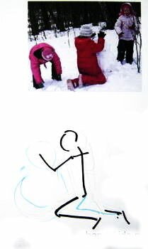 Рисуем дети лепят снеговика