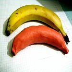 Лепка банана из пластилина